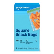 Amazon Basics Square Snack Bags with Double Zipper, Seals in Small, clear