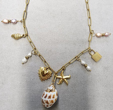 Louise Carter 18K Gold Plated Seashell Cove Necklace 15.5"+2"