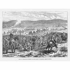 RUSSO-TURKISH WAR Romanian Soldiers Marching to Bryslan - Antique Print 1877