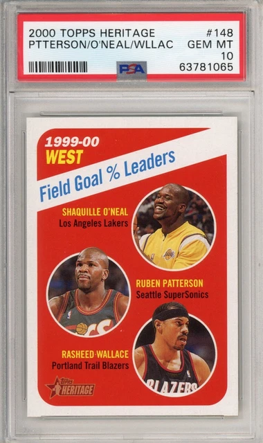 2000 Topps Heritage #148 Shaquille O'Neal/Ruben Patterson/Rasheed Wallace PSA 10