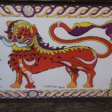 Hand Decorated Pop Art Margot Johnson 1969 ~ Lion ~ Framed
