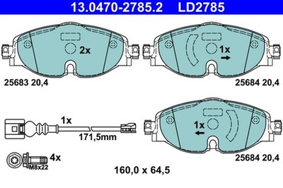 Bremsbelagsatz Scheibenbremse ATE Ceramic 13.0470-2785.2 für VW GOLF PASSAT AUDI