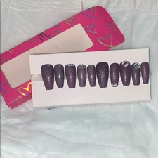 Velvet Plum Press-On Nails | Medium Coffin | Deep Matte Glam Set