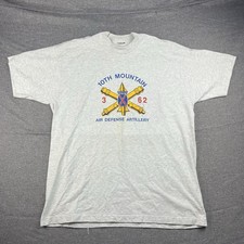 Vintage Military T-Shirt Size M U.S 10th Mountain  Air Defense Army Grey No Tag