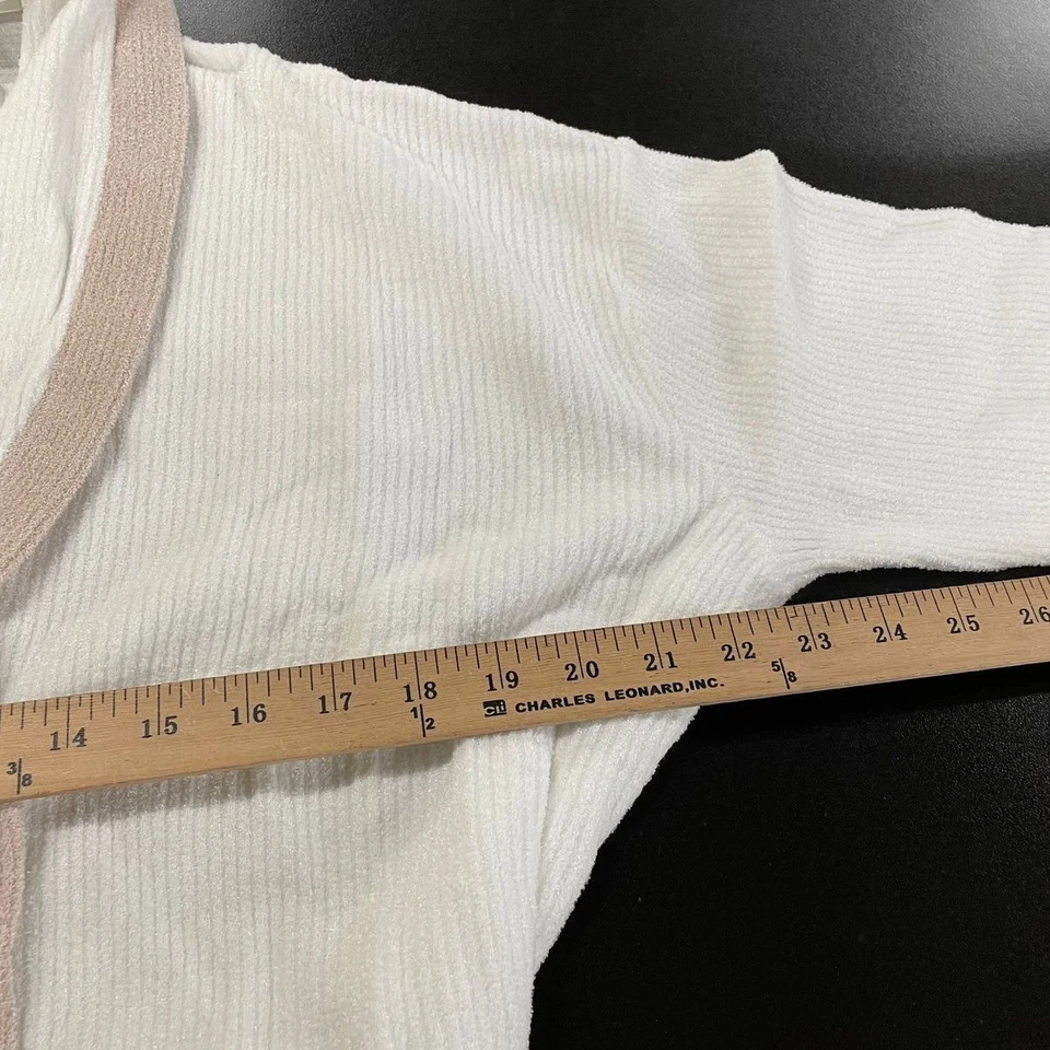 Barefoot Dreams CCUL Tipped Ribbed Robe Women's Size L/XL Stone/Pearl - Image 2 of 4