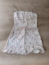 Reformation Kiernan Mini Dress White Floral Print, Linen, Size 6