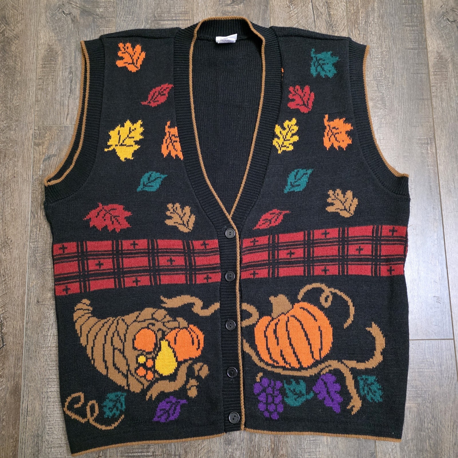 Vintage Basic Editions Sweater Vest FALL Black Kn… - image 1