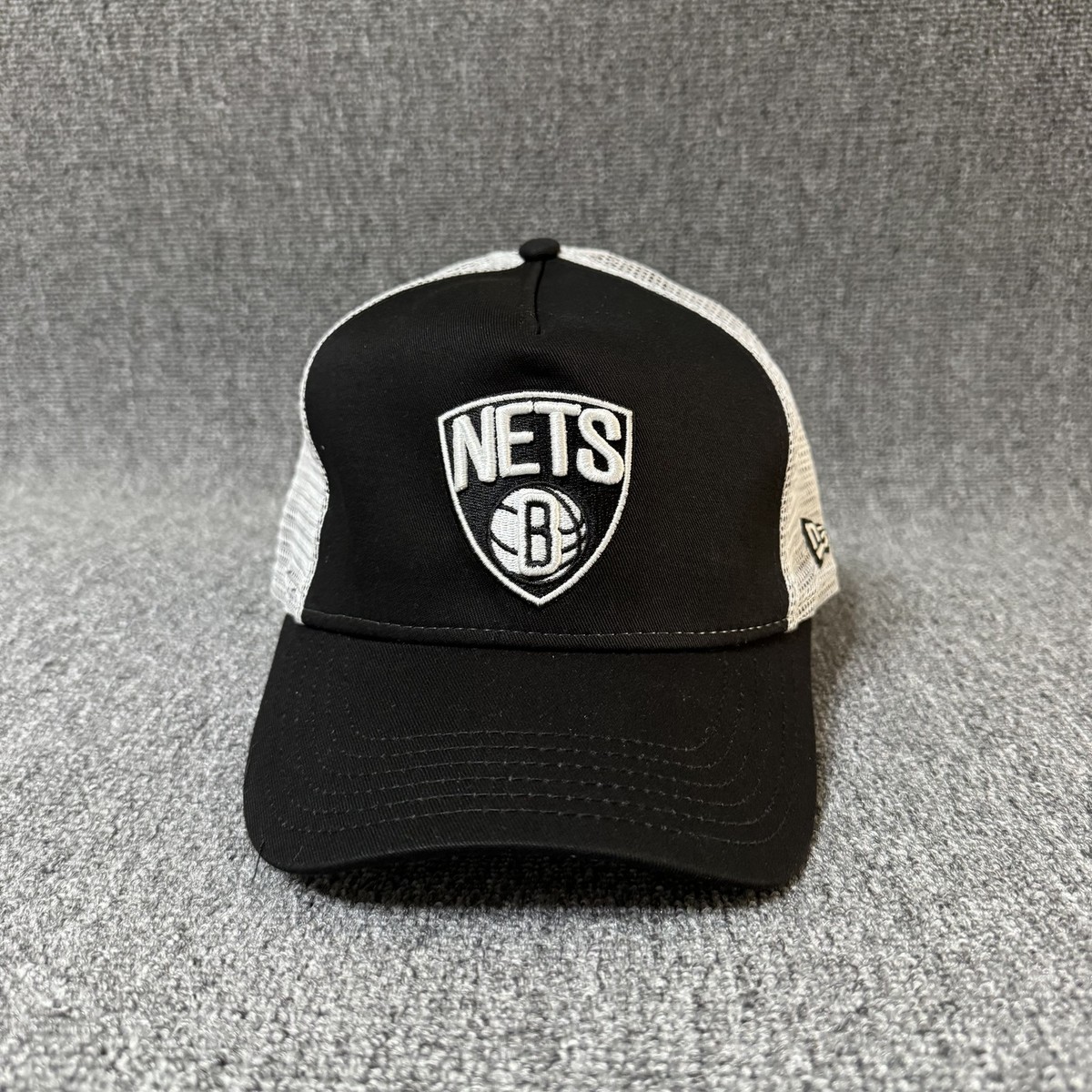 New Era Brooklyn Nets Trucker Snapback Black White One Size Hat