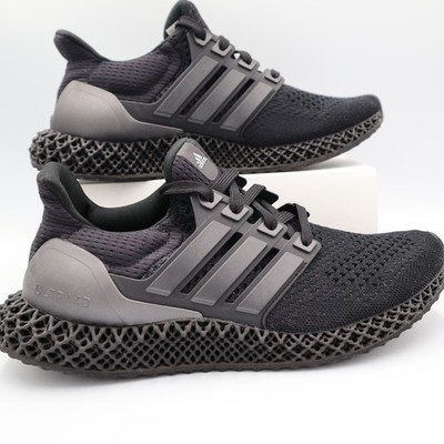 Adidas Ultra 4D Men's 7 Core Black Carbon Shoes Triple Black Knit Athletic Run