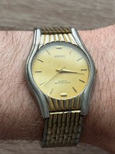 Seiko Vintage Gold Dial Two-Tone Integrated Bracelet Water-Resistant Watch 