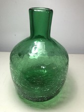 Handblown Sea Green Crackle Vase
