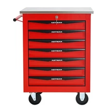 7 Drawers Multifunctional Tool Cart with Wheels Metal Rolling Garage Storage