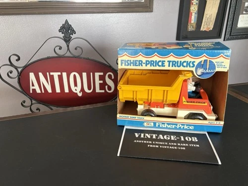 Vintage 70's Fisher-Price #328 Husky Helpers HIGHWAY DUMP TRUCK set, open box!