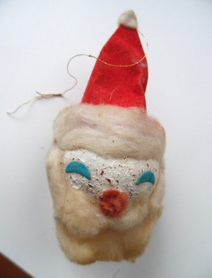 Vintage Santa Head Ornament Paper Mache Sparkle Japan