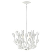 HäNgelampe Pendelleuchte Weiß Metall B: 50.8 Cm Weiß 3X E14 Floral Esszimmer