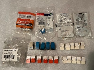 24 Cat 5-5e Keystone Jacks and 100 Monoprice RJ45 Modular Plugs, Ethernet