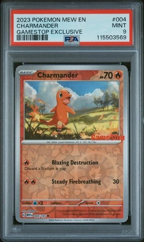 2023 POKEMON MEW EN-151 GAMESTOP EXCLUSIVE #004 CHARMANDER PSA 9