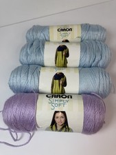 Caron Simply Soft Yarn 4 Pack Himalayan Salt 6oz 315yds Orchid Purple Soft Blue