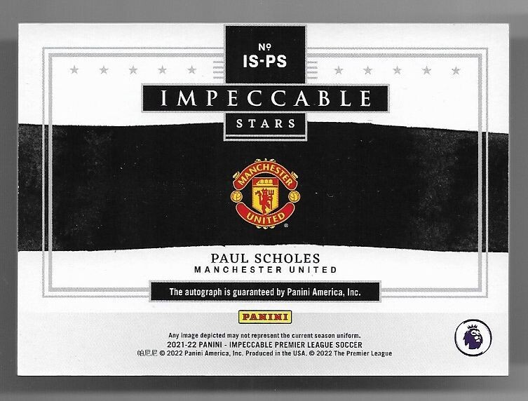 直筆サインカード Prizm Choice Paul Scholes 2021-22 Panini Impeccable Premier League Auto Card : Paul