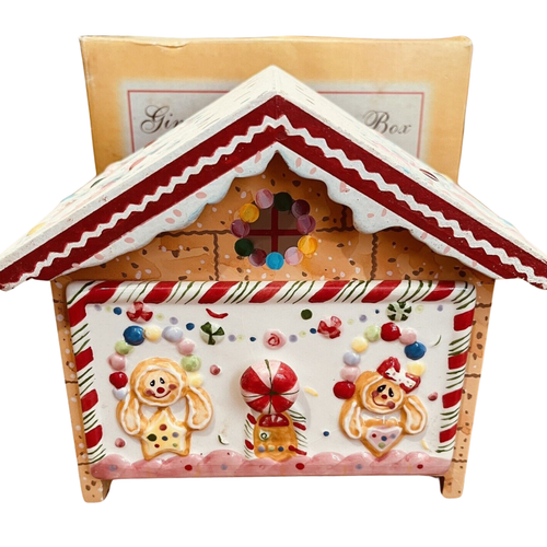 Gingerbread House Recipe Box Christmas Holiday NIB Candy Cane