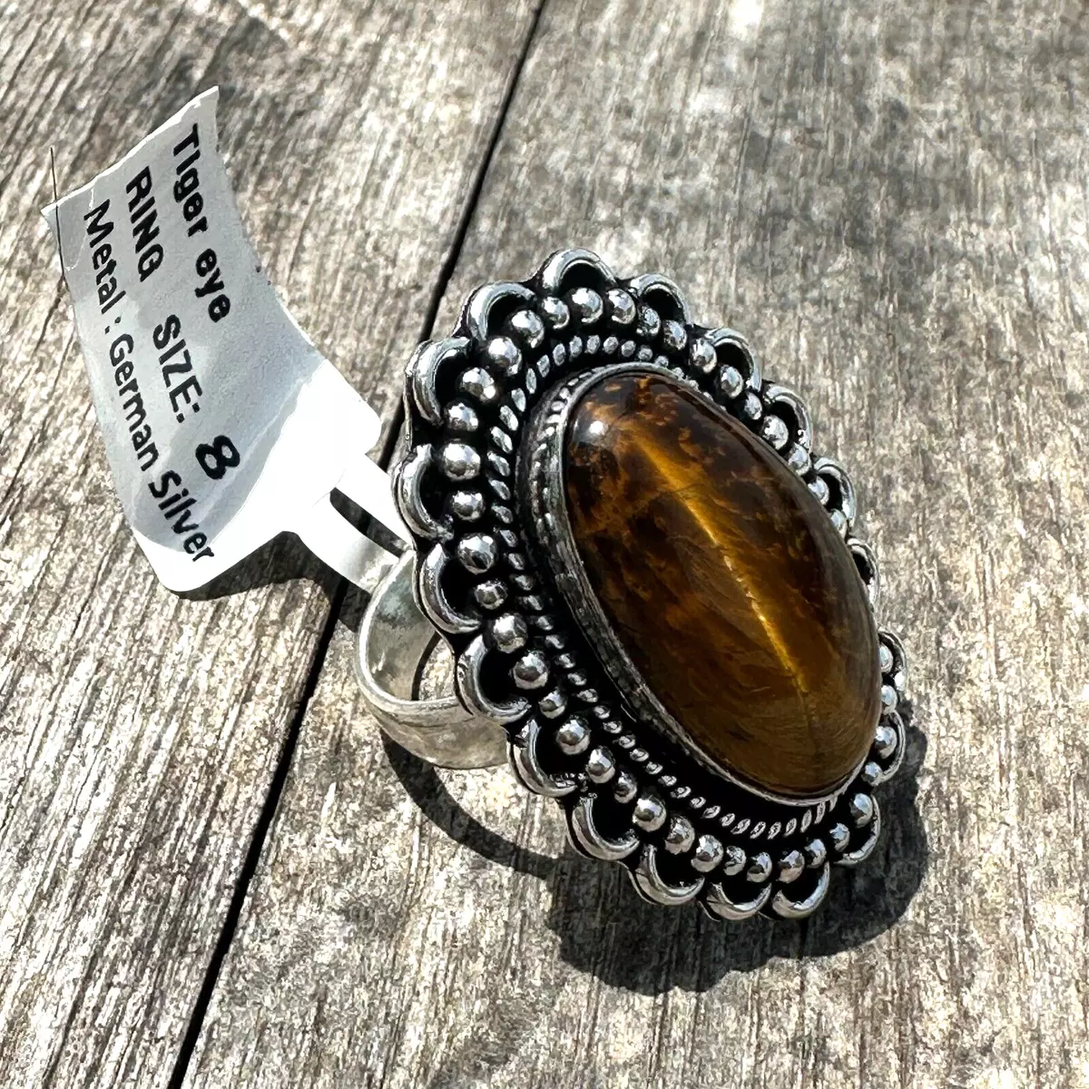 Pattern Tiger's Eye Men's Gemstone Ring - Rock & Spark