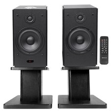  2 Rockville HD5B 5" Powered Bluetooth Bookshelf Home Theater Speakers Stands