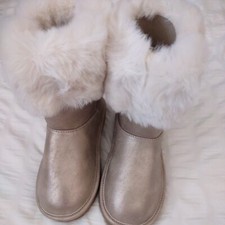 Girls Gold Shearling Styled Winter Fall Boots Sz 13 New