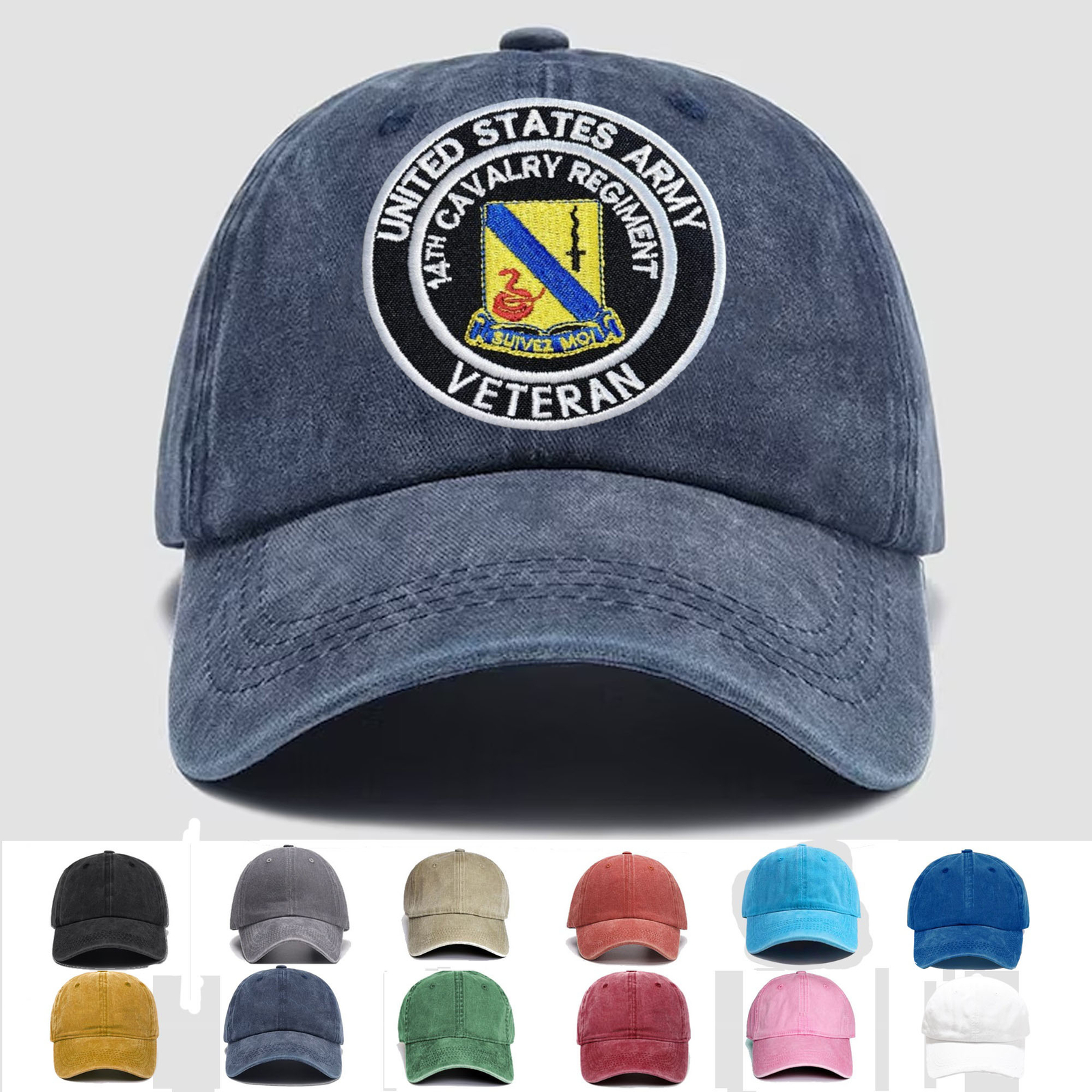 Custom Embroidered Hat US Army 14th Cavalry Regiment Veteran, Veteran Cap, Gift