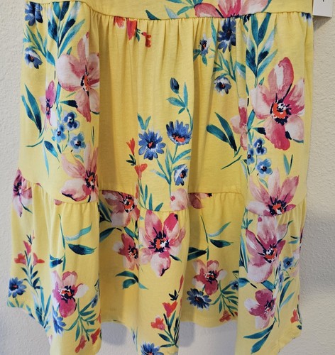 Size: S(6-7) Girls Yellow Floral Tiered Dress With Pockets - Picture 3 of 7