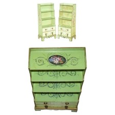 PAIR OF SUPER RARE ANTIQUE REGENCY HAND PAINTED SHERATON WATERFALL BOOKCASES