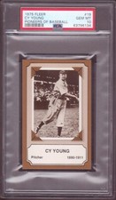 1975 FLEER PIONEERS OF BASEBALL CY YOUNG HOF PSA 10. Tall 1909-11 portrait card