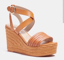 New Authentic Coach Isabela Leather Wedge Sandals Size 8.5