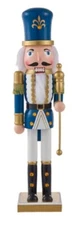 Wooden Christmas Nutcracker,16", SOLDIER IN BLUE & GOLD UNIFORM W/STAFF,Ashland