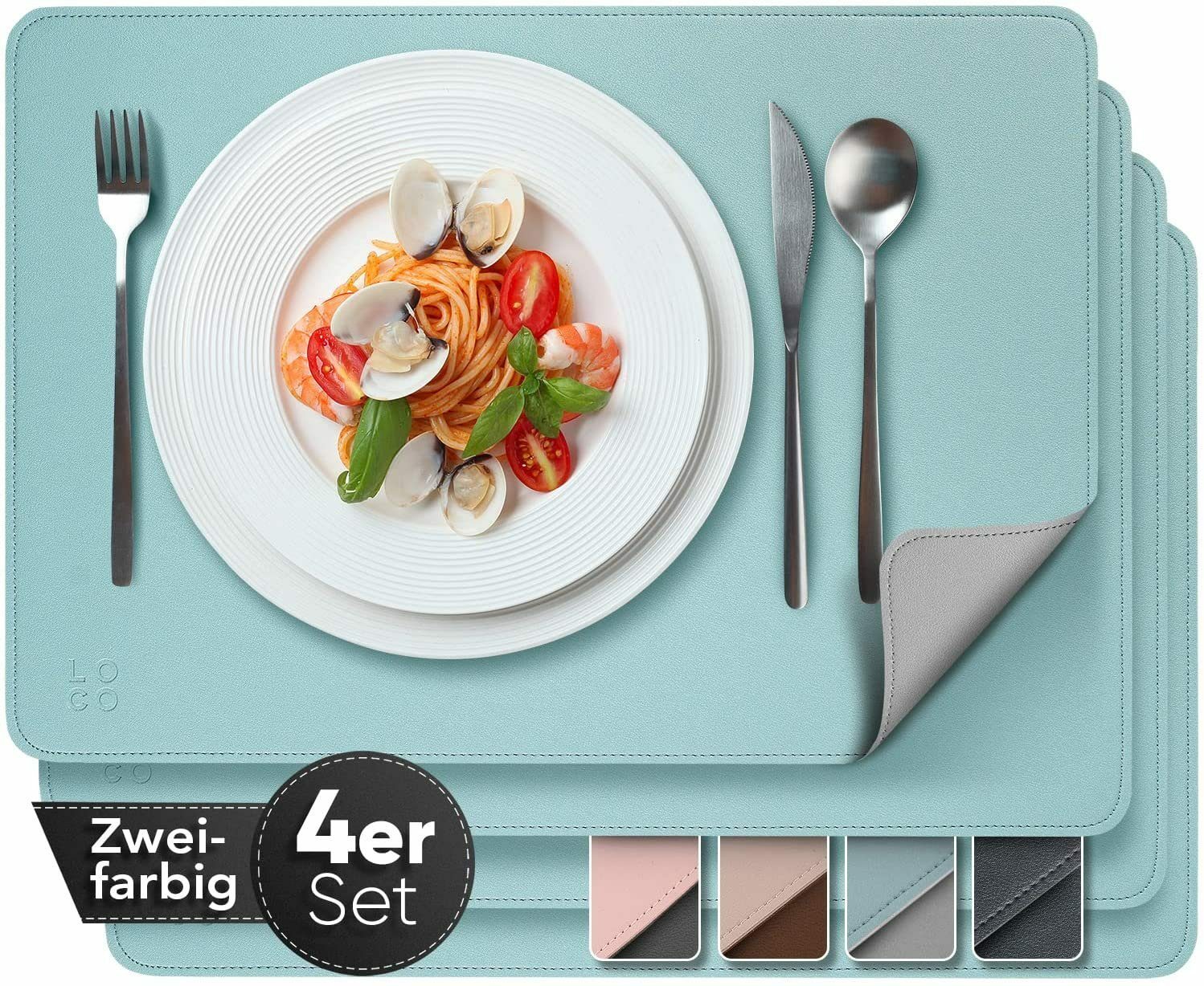 Loco Bird Edles Tischsets aus Kunstleder - 4er Set - Platzset Abwischbar