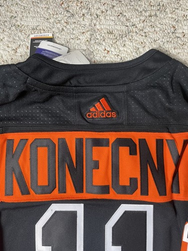 New Sz 52 LG Men’s Adidas Travis Konecny Philadelphia Flyers Alt Jersey Black - Picture 9 of 10
