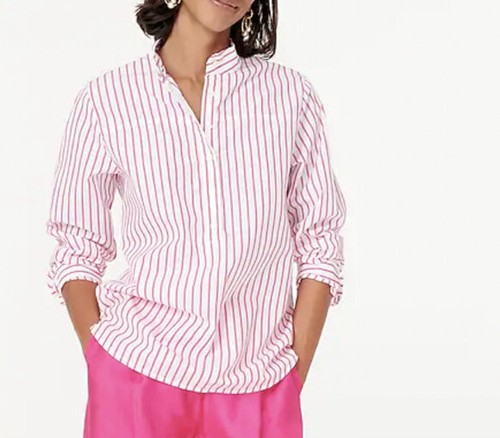 J Crew Band-collar cotton poplin tunic 