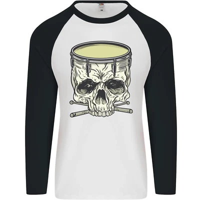 Schädel Snare Drum Schlagzeuger Schlagzeug Herren L/S Baseball Maglietta - Bild 1 von 4
