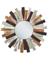 Wandspiegel Tannenholz Bunt Rund ø 75 Sonnenform Handgefertigt Modern Tampico