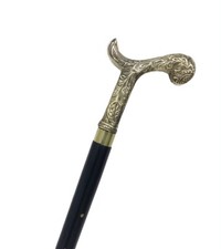 New Antique Solid Brass Carved Head Handle Wooden Walking Stick Designer Gift