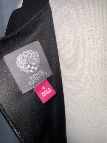 Vince Camuto schwarz Flügelärmel kurz Skater Strick gefüttert Freizeit Party Kleid Gr. 4 - Bild 8 von 8