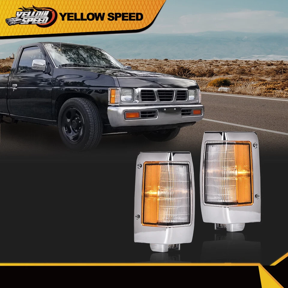 Luz de señalización lateral de esquina de estacionamiento cromada apta para Nissan D21 1990-1997 Foto 2 de 4