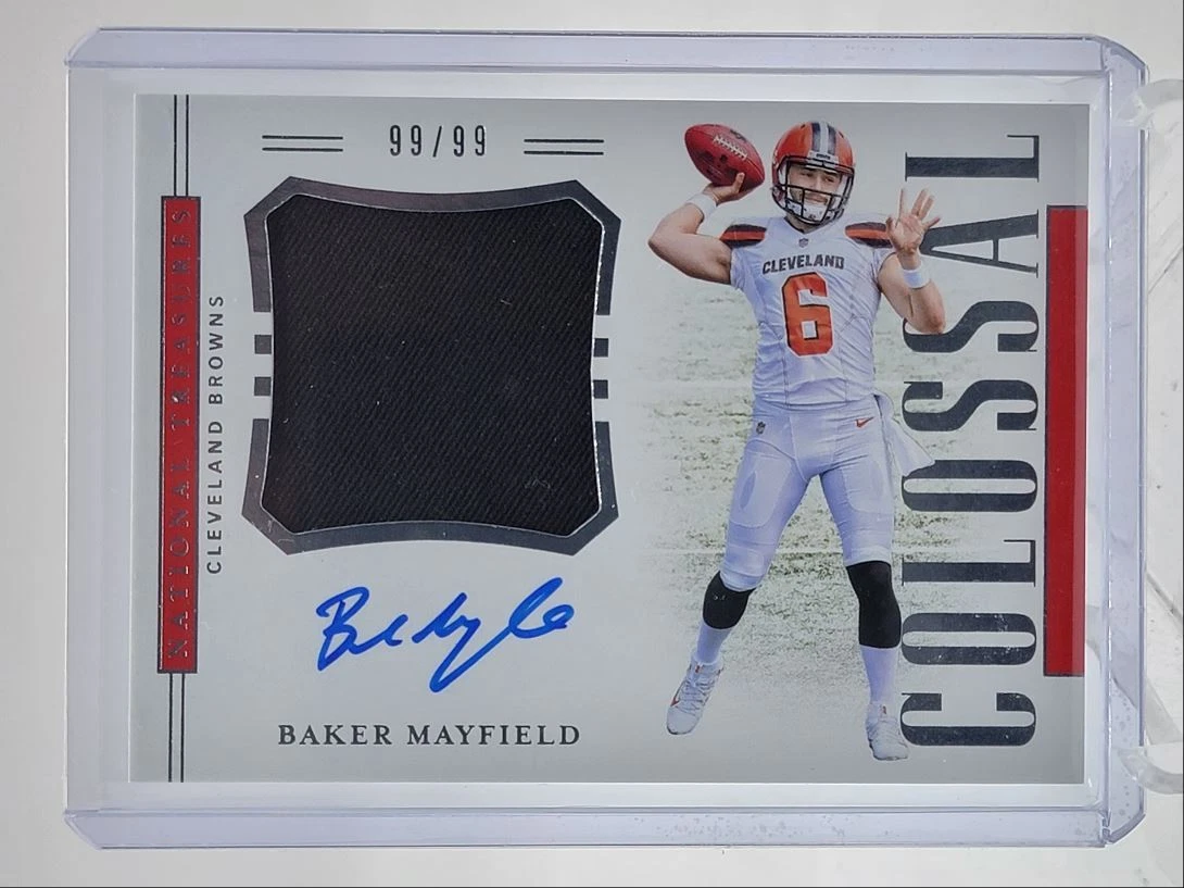 BAKER MAYFIELD 2018 NATIONAL TREASURES COLOSSAL RPA ROOKIE AUTO 99/99 Q0398