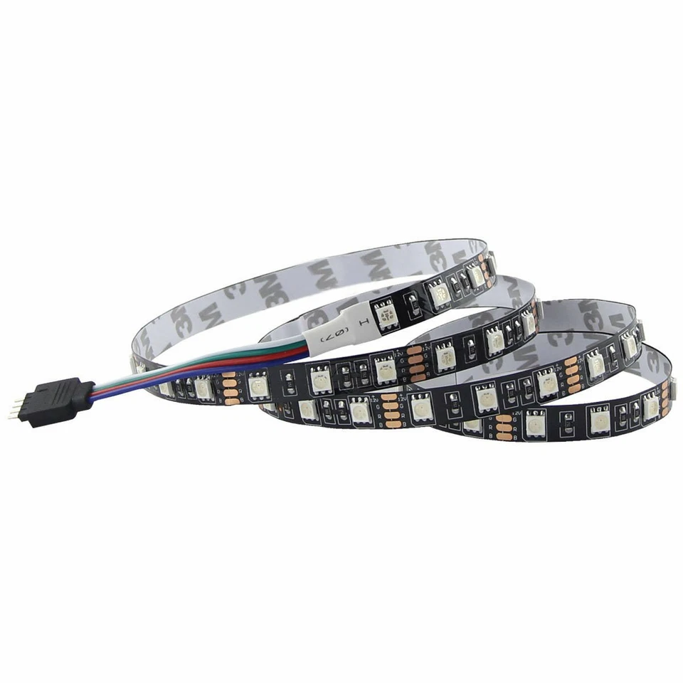 1M 5M 10M 20M LED Strip Light 5050 RGB 60LEDs/M Flexible Lamp PCB Black DC12V - Image 2 of 4