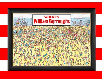 Where's William Burroughs print - Where's Wally Where's Waldo parody art Beat