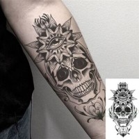 TemporäR Fake Tattoo Totenkopf SchäDel Skull Halloween Bone