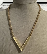 Vintage Emmons Chevron Mesh Necklace Gold Tone