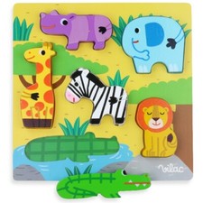 Puzzle encastrement 6 pièces Les animaux de la savane - Vilac 4628