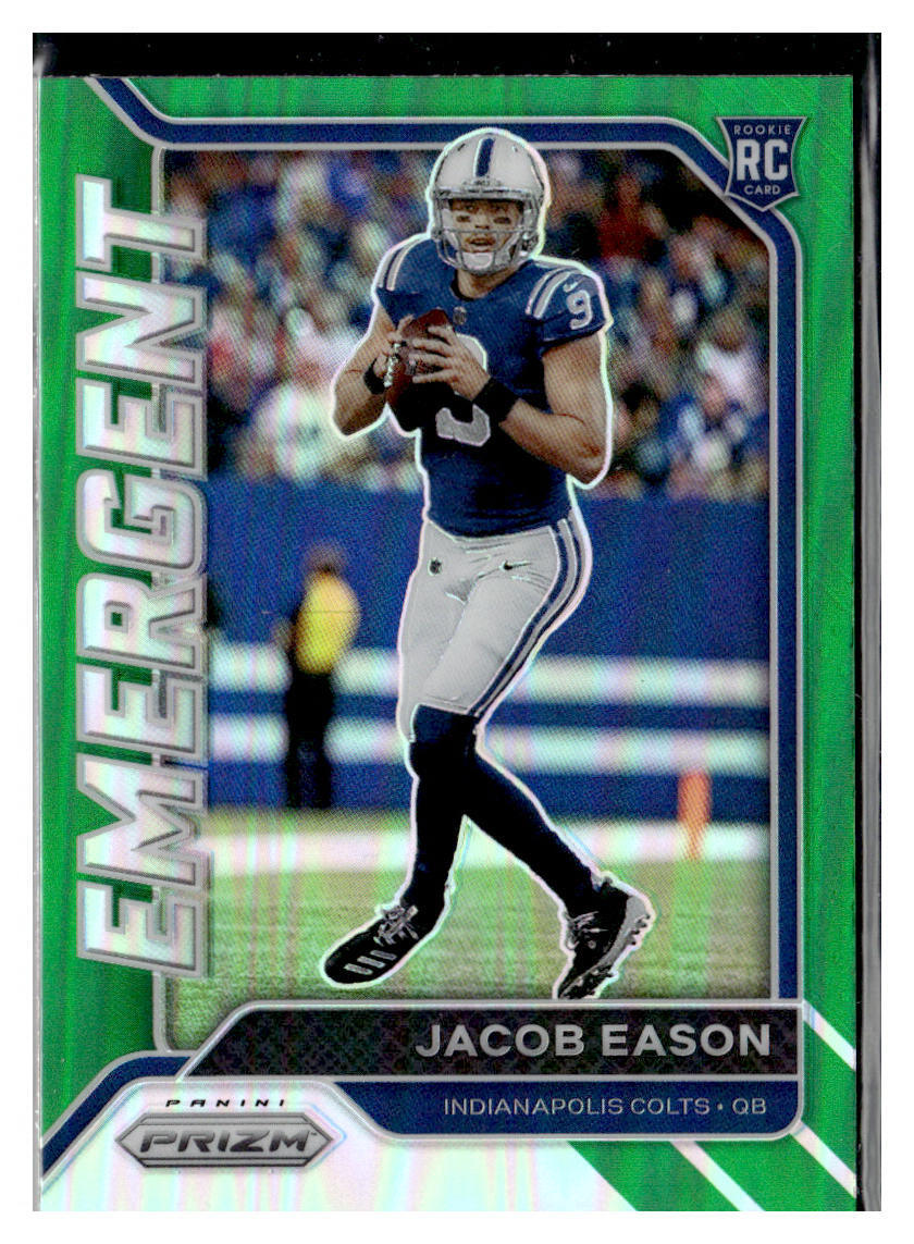 2020 Panini Prizm #13 Jacob Eason Emergent Green Prizm RC Colts