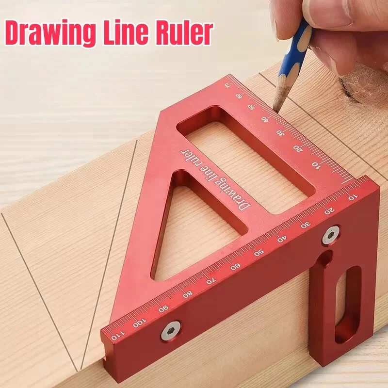 Aluminum Carpenter Square Woodworking Protractor 45 90 Degree Angle Ruler Tool - Image 2 of 4