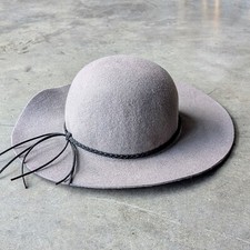 BP Gray Wool Felt Round Wide Brim Floppy Hat ...